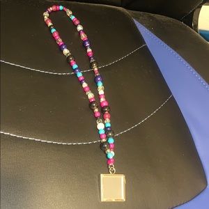- New photo box necklace beaded stretch color block